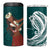 Tahiti Islands Polynesian Plumeria 4 in 1 Can Cooler Tumbler Tahitian Vahine 'Ote'a - Teal