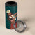 Tahiti Islands Polynesian Plumeria 4 in 1 Can Cooler Tumbler Tahitian Vahine 'Ote'a - Teal