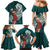 Tahiti Islands Polynesian Plumeria Family Matching Mermaid Dress and Hawaiian Shirt Tahitian Vahine 'Ote'a - Teal