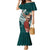 Tahiti Islands Polynesian Plumeria Family Matching Mermaid Dress and Hawaiian Shirt Tahitian Vahine 'Ote'a - Teal