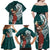 Tahiti Islands Polynesian Plumeria Family Matching Off Shoulder Maxi Dress and Hawaiian Shirt Tahitian Vahine 'Ote'a - Teal