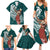 Tahiti Islands Polynesian Plumeria Family Matching Summer Maxi Dress and Hawaiian Shirt Tahitian Vahine 'Ote'a - Teal