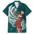 Tahiti Islands Polynesian Plumeria Family Matching Tank Maxi Dress and Hawaiian Shirt Tahitian Vahine 'Ote'a - Teal