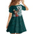 Tahiti Islands Polynesian Plumeria Kid Short Sleeve Dress Tahitian Vahine 'Ote'a - Teal