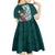 Tahiti Islands Polynesian Plumeria Kid Short Sleeve Dress Tahitian Vahine 'Ote'a - Teal