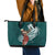 Tahiti Islands Polynesian Plumeria Leather Tote Bag Tahitian Vahine 'Ote'a - Teal