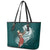 Tahiti Islands Polynesian Plumeria Leather Tote Bag Tahitian Vahine 'Ote'a - Teal