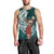 Tahiti Islands Polynesian Plumeria Men Tank Top Tahitian Vahine 'Ote'a - Teal