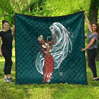 Tahiti Islands Polynesian Plumeria Quilt Tahitian Vahine 'Ote'a - Teal LT7 - Polynesian Pride