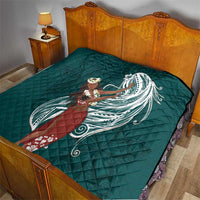 Tahiti Islands Polynesian Plumeria Quilt Tahitian Vahine 'Ote'a - Teal LT7 - Polynesian Pride