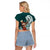 Tahiti Islands Polynesian Plumeria Raglan Cropped T Shirt Tahitian Vahine 'Ote'a - Teal