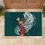 Tahiti Islands Polynesian Plumeria Rubber Doormat Tahitian Vahine 'Ote'a - Teal