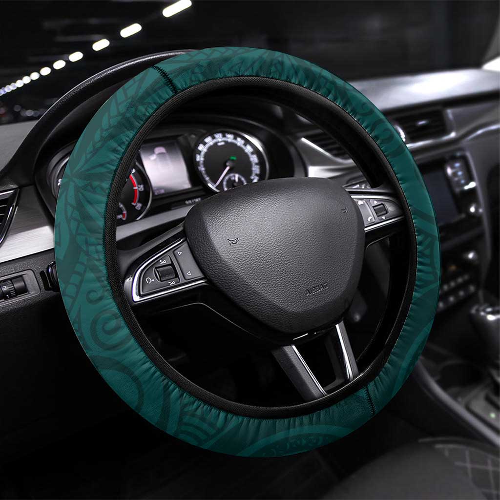 Tahiti Islands Polynesian Plumeria Steering Wheel Cover Tahitian Vahine 'Ote'a - Teal