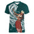 Tahiti Islands Polynesian Plumeria Women V-Neck T-Shirt Tahitian Vahine 'Ote'a - Teal