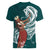 Tahiti Islands Polynesian Plumeria Women V-Neck T-Shirt Tahitian Vahine 'Ote'a - Teal