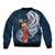 Tahiti Islands Polynesian Plumeria Bomber Jacket Tahitian Vahine 'Ote'a - Navy Blue