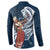 Tahiti Islands Polynesian Plumeria Button Sweatshirt Tahitian Vahine 'Ote'a - Navy Blue