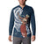 Tahiti Islands Polynesian Plumeria Button Sweatshirt Tahitian Vahine 'Ote'a - Navy Blue