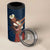 Tahiti Islands Polynesian Plumeria 4 in 1 Can Cooler Tumbler Tahitian Vahine 'Ote'a - Navy Blue