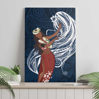 Tahiti Islands Polynesian Plumeria Canvas Wall Art Tahitian Vahine 'Ote'a - Navy Blue LT7 - Polynesian Pride