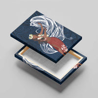 Tahiti Islands Polynesian Plumeria Canvas Wall Art Tahitian Vahine 'Ote'a - Navy Blue LT7 - Polynesian Pride
