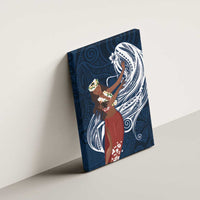 Tahiti Islands Polynesian Plumeria Canvas Wall Art Tahitian Vahine 'Ote'a - Navy Blue LT7 - Polynesian Pride