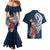 Tahiti Islands Polynesian Plumeria Couples Matching Mermaid Dress and Hawaiian Shirt Tahitian Vahine 'Ote'a - Navy Blue