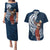 Tahiti Islands Polynesian Plumeria Couples Matching Puletasi and Hawaiian Shirt Tahitian Vahine 'Ote'a - Navy Blue