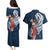 Tahiti Islands Polynesian Plumeria Couples Matching Puletasi and Hawaiian Shirt Tahitian Vahine 'Ote'a - Navy Blue