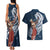 Tahiti Islands Polynesian Plumeria Couples Matching Tank Maxi Dress and Hawaiian Shirt Tahitian Vahine 'Ote'a - Navy Blue