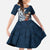 Tahiti Islands Polynesian Plumeria Family Matching Mermaid Dress and Hawaiian Shirt Tahitian Vahine 'Ote'a - Navy Blue