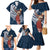 Tahiti Islands Polynesian Plumeria Family Matching Mermaid Dress and Hawaiian Shirt Tahitian Vahine 'Ote'a - Navy Blue