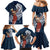 Tahiti Islands Polynesian Plumeria Family Matching Mermaid Dress and Hawaiian Shirt Tahitian Vahine 'Ote'a - Navy Blue