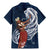 Tahiti Islands Polynesian Plumeria Family Matching Mermaid Dress and Hawaiian Shirt Tahitian Vahine 'Ote'a - Navy Blue