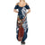 Tahiti Islands Polynesian Plumeria Family Matching Summer Maxi Dress and Hawaiian Shirt Tahitian Vahine 'Ote'a - Navy Blue