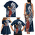 Tahiti Islands Polynesian Plumeria Family Matching Tank Maxi Dress and Hawaiian Shirt Tahitian Vahine 'Ote'a - Navy Blue