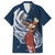 Tahiti Islands Polynesian Plumeria Family Matching Tank Maxi Dress and Hawaiian Shirt Tahitian Vahine 'Ote'a - Navy Blue