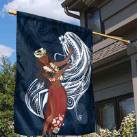 Tahiti Islands Polynesian Plumeria Garden Flag Tahitian Vahine 'Ote'a - Navy Blue LT7 - Polynesian Pride