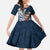 Tahiti Islands Polynesian Plumeria Kid Short Sleeve Dress Tahitian Vahine 'Ote'a - Navy Blue