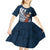 Tahiti Islands Polynesian Plumeria Kid Short Sleeve Dress Tahitian Vahine 'Ote'a - Navy Blue