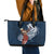 Tahiti Islands Polynesian Plumeria Leather Tote Bag Tahitian Vahine 'Ote'a - Navy Blue