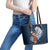 Tahiti Islands Polynesian Plumeria Leather Tote Bag Tahitian Vahine 'Ote'a - Navy Blue