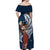 Tahiti Islands Polynesian Plumeria Off Shoulder Maxi Dress Tahitian Vahine 'Ote'a - Navy Blue