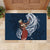 Tahiti Islands Polynesian Plumeria Rubber Doormat Tahitian Vahine 'Ote'a - Navy Blue