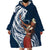 Tahiti Islands Polynesian Plumeria Wearable Blanket Hoodie Tahitian Vahine 'Ote'a - Navy Blue