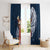 Tahiti Islands Polynesian Plumeria Window Curtain Tahitian Vahine 'Ote'a - Navy Blue