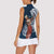 Tahiti Islands Polynesian Plumeria Women Sleeveless Polo Shirt Tahitian Vahine 'Ote'a - Navy Blue