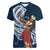 Tahiti Islands Polynesian Plumeria Women V-Neck T-Shirt Tahitian Vahine 'Ote'a - Navy Blue