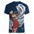 Tahiti Islands Polynesian Plumeria Women V-Neck T-Shirt Tahitian Vahine 'Ote'a - Navy Blue