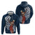 Tahiti Islands Polynesian Plumeria Zip Hoodie Tahitian Vahine 'Ote'a - Navy Blue